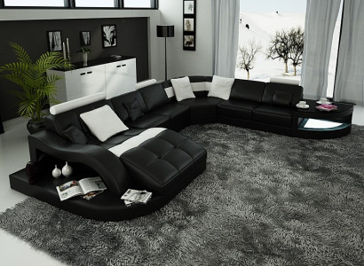 Modern Sofa Corner Set U-Shaped Upholstered Seating Corner Couch + Coffee Table Complete